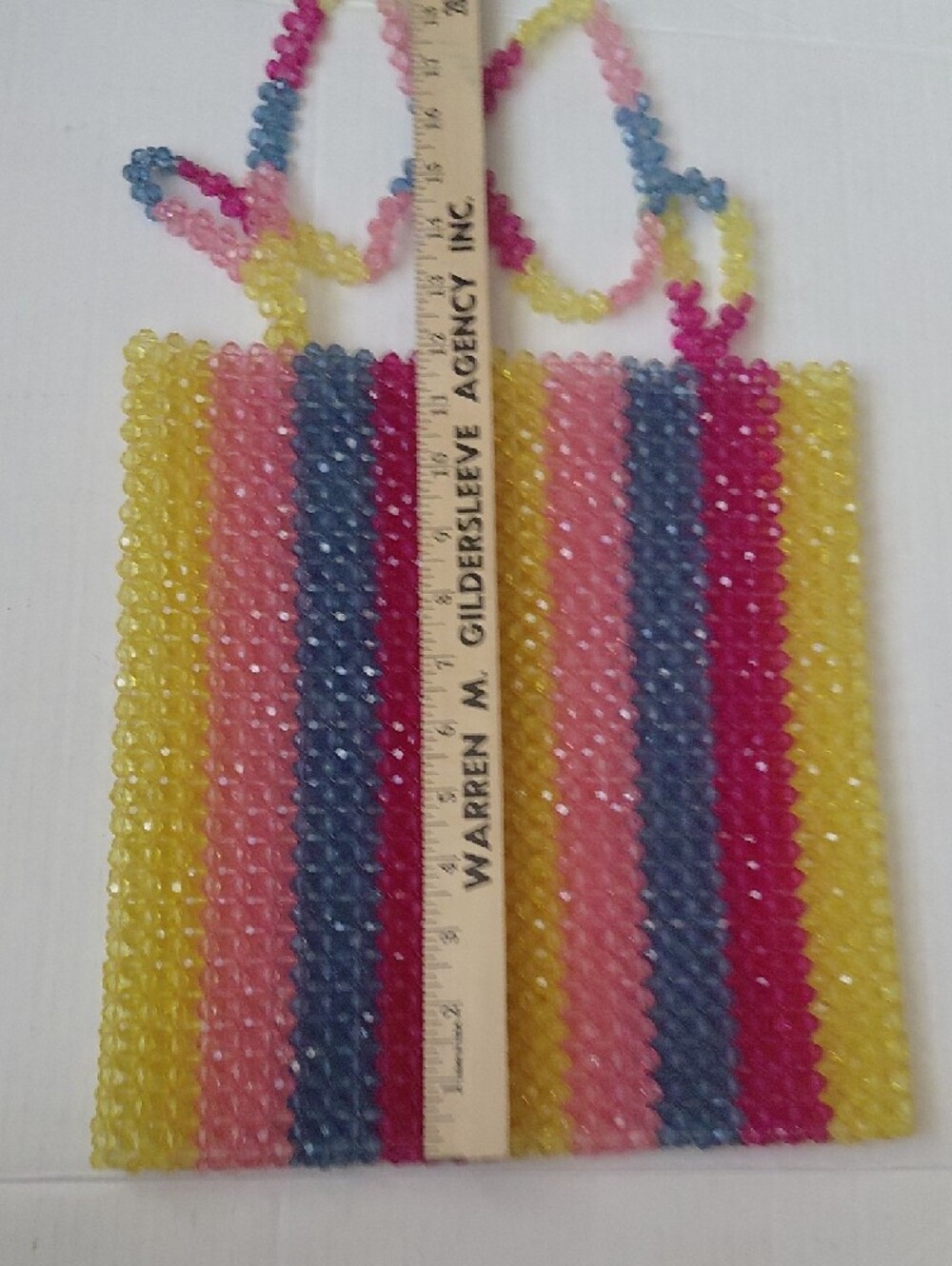 FOREVER 21 Womens Multicolor Colorful Beaded Stripe Shoulder Bag 12"x11" EUC - Picture 5 of 9